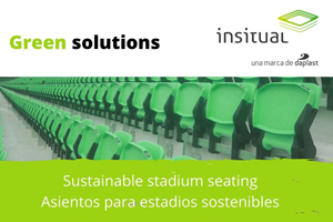 Stadium seats made from recycled plastic
