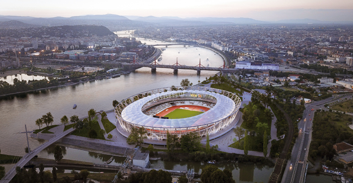 15-hectare stadium complex with park. <br/>Image: Budapest 2023 / Napur Architects
