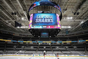 Newly Configured Centerhung Display System for SAP Center