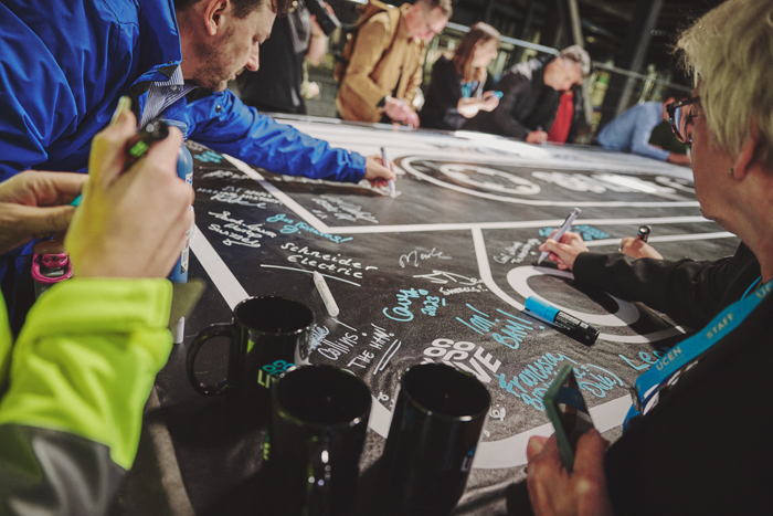 Attendees were invited to sign the final acoustically treated roof cassette.<br />Co-op Live