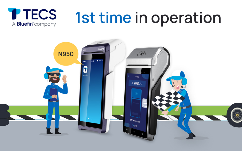 The new N950 SmartPOS terminal was used for the first time at the F1 event.<br />Image: TECS