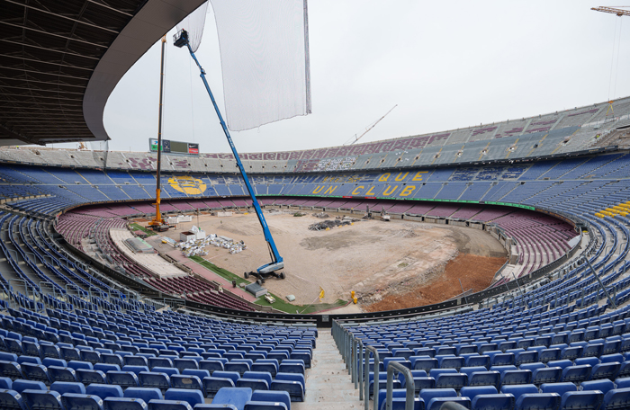 The venerable Camp Nou, home of FC Barcelona, is being transformed into a modern football temple.<br />Image: FC Barcelona