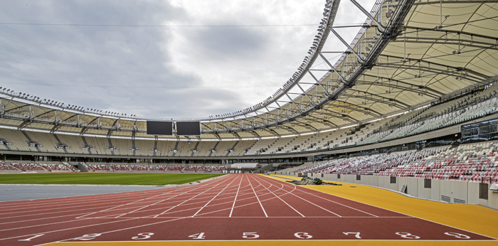 World Championships 2023: 9 lanes in the Budapest stadium.<br />Image: Gyorgy Palko