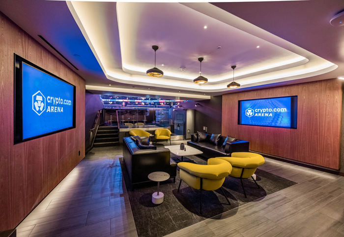 The new VIP suites, with direct access to the interior (in the background), offer the best view of the action.<br />image: Crypto.com Arena